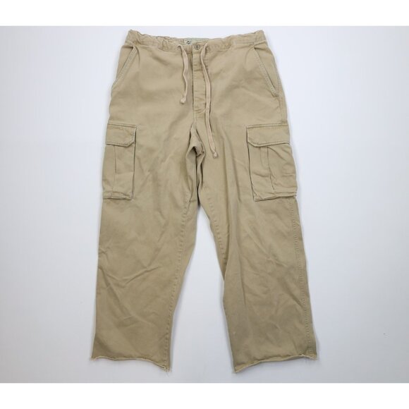 Vtg 90s Y2K American Eagle Outfitters Mens 32x29 Distressed Wide Leg Cargo Pants